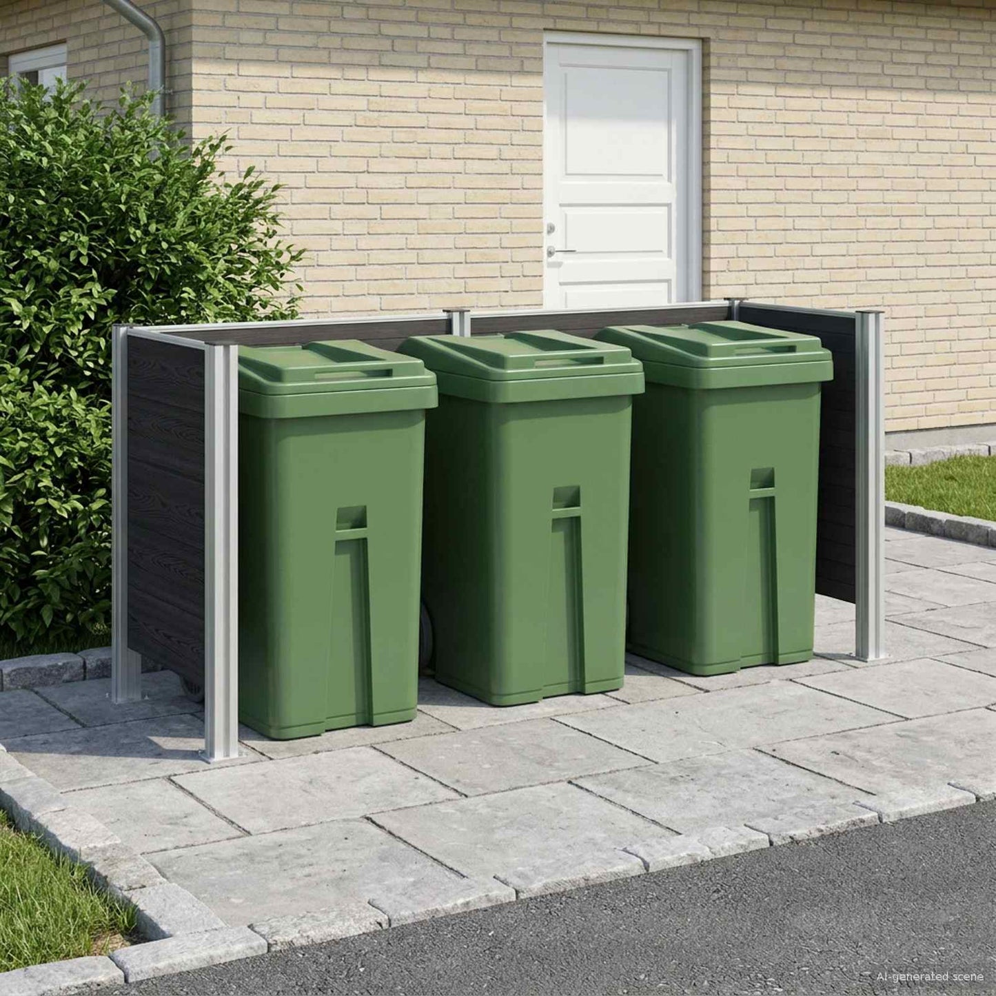 Garbage Bin Fence Grey 237 x 85 x 115 cm Aluminium and WPC