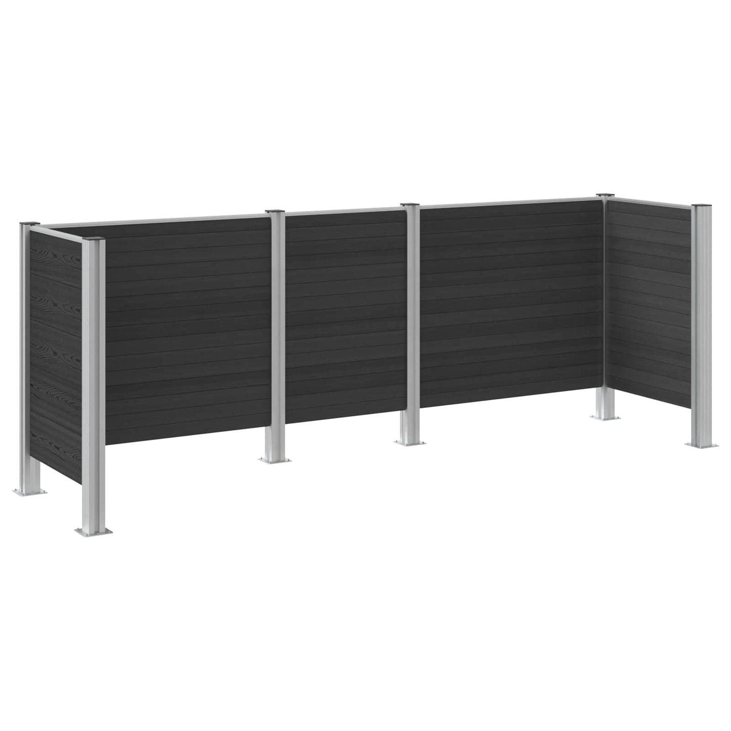 Garbage Bin Fence Grey 315 x 85 x 115 cm Aluminium and WPC
