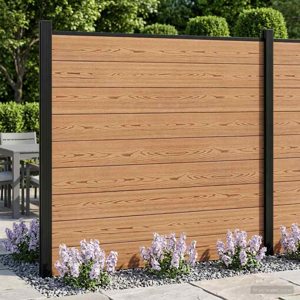 Fence Set 2 pcs 353 x 186 cm WPC and Aluminium Brown