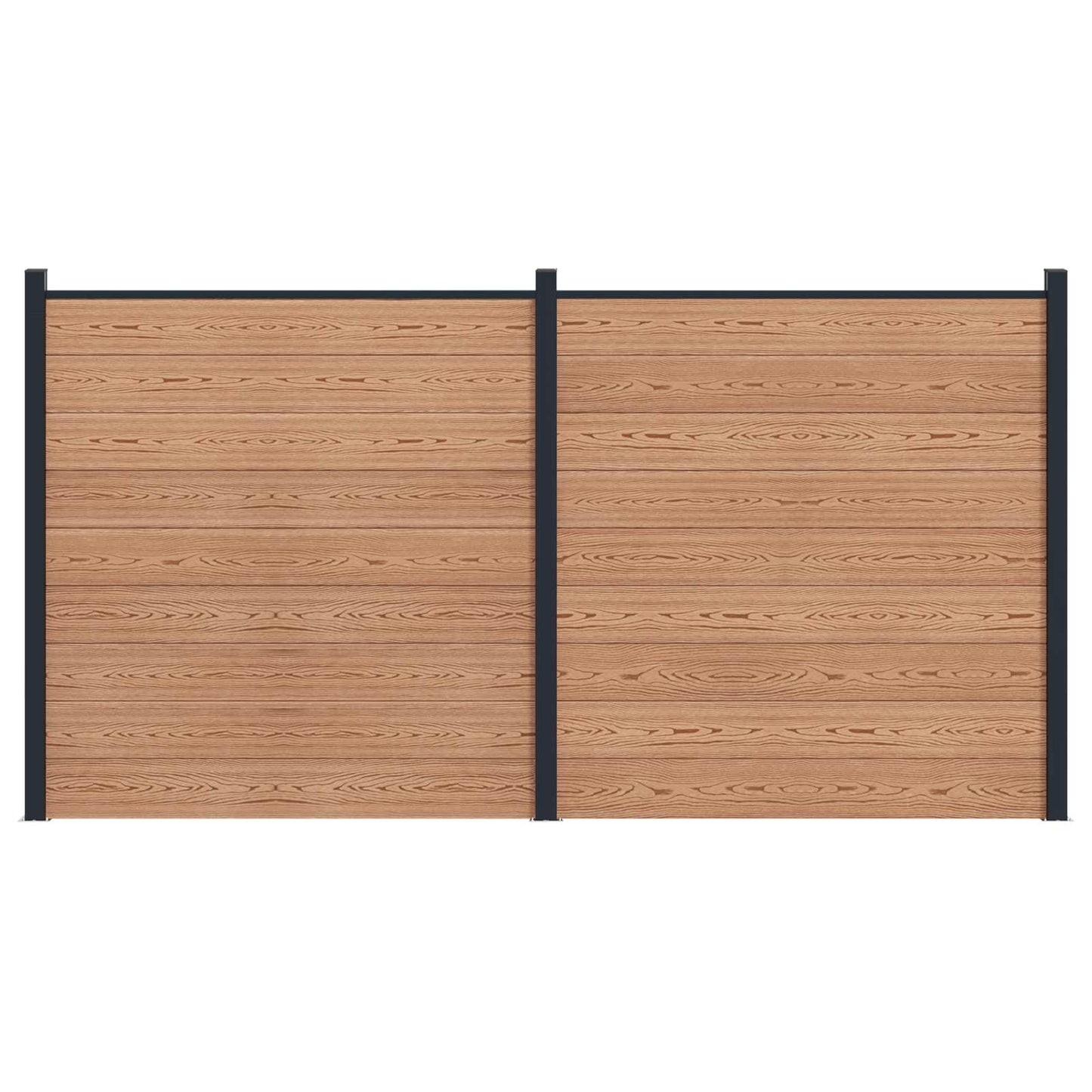 Fence Set 2 pcs 353 x 186 cm WPC and Aluminium Brown