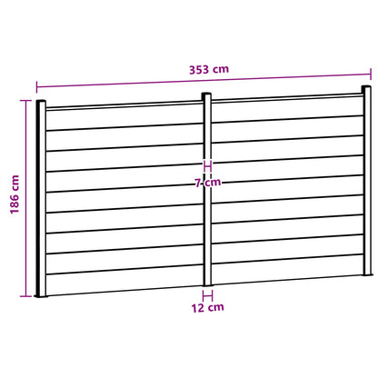 Fence Set 2 pcs 353 x 186 cm WPC and Aluminium Brown