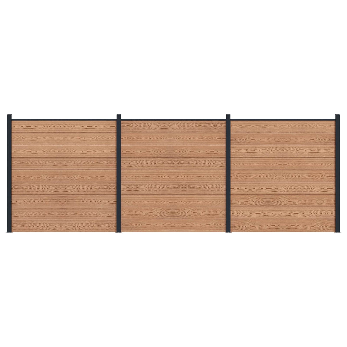 Fence Set 3 pcs 526 x 186 cm WPC and Aluminium Brown