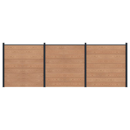 Fence Set 3 pcs 526 x 186 cm WPC and Aluminium Brown