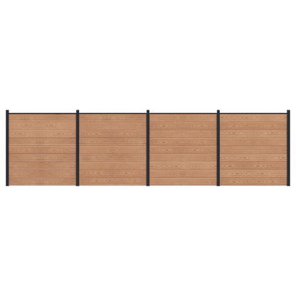 Fence Panel 4 pcs WPC and Aluminium Brown