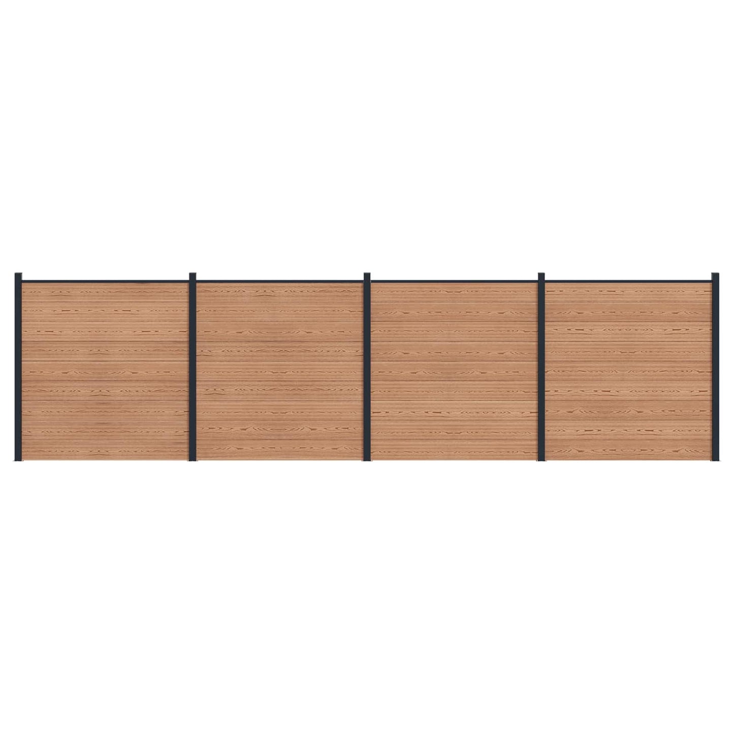 Fence Set 4 pcs 699 x 186 cm WPC and Aluminium Brown