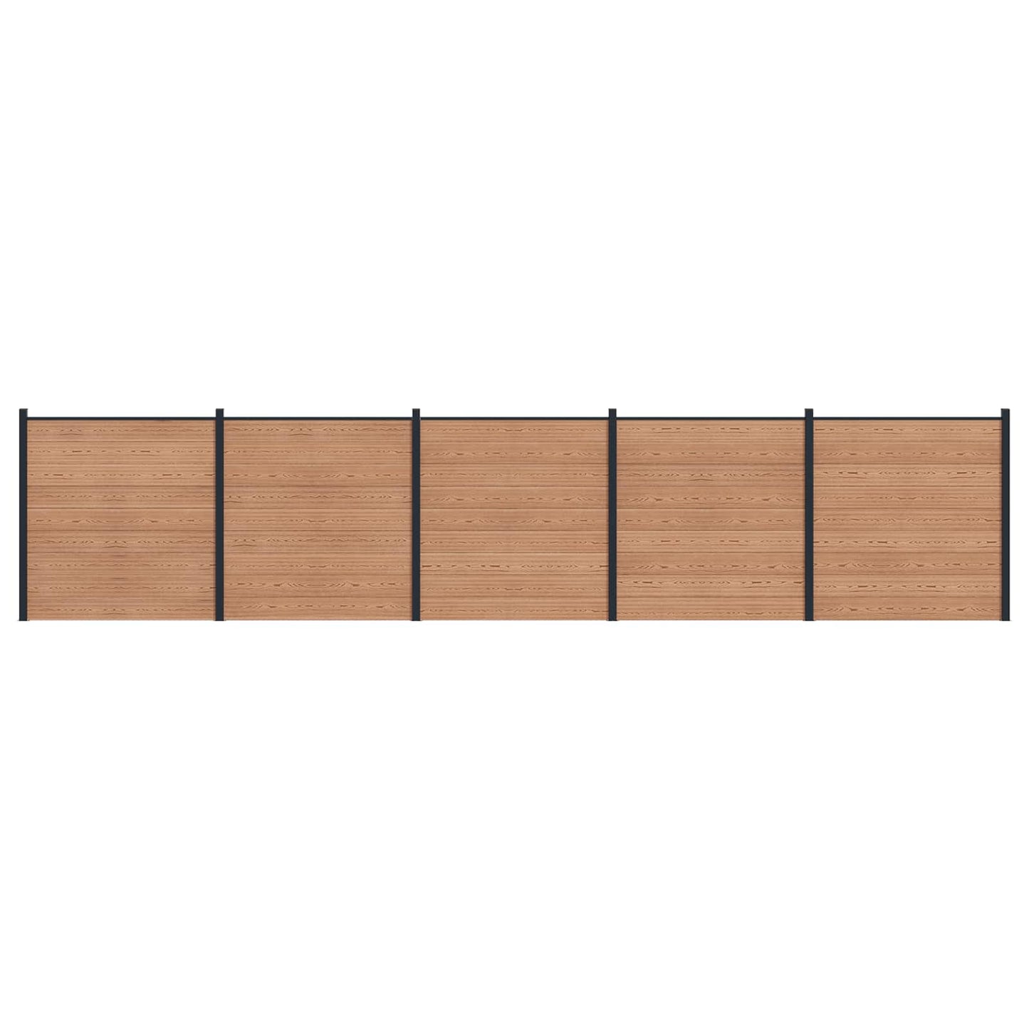 Fence Set 5 pcs 872 x 186 cm WPC and Aluminium Brown