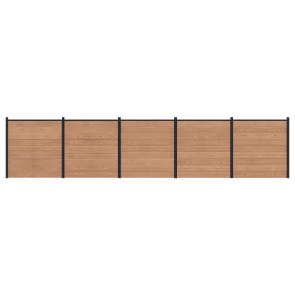 Fence Set 5 pcs 872 x 186 cm WPC and Aluminium Brown