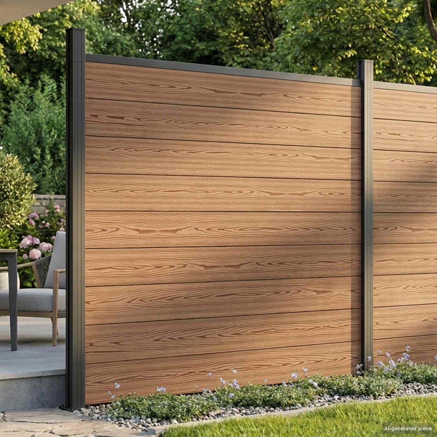 Fence Panel 6 pcs WPC and Aluminium Brown