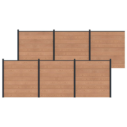 Fence Panel 6 pcs WPC and Aluminium Brown