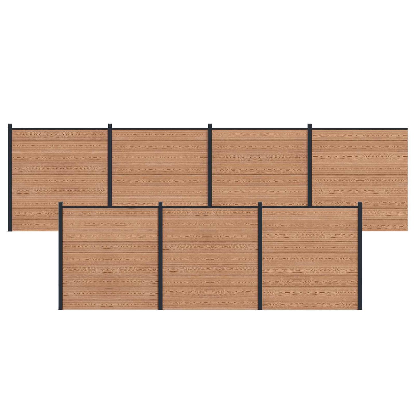 Fence Set 7 pcs 1218 x 186 cm WPC and Aluminium Brown