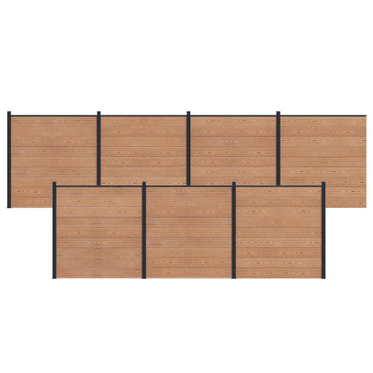 Fence Set 7 pcs 1218 x 186 cm WPC and Aluminium Brown