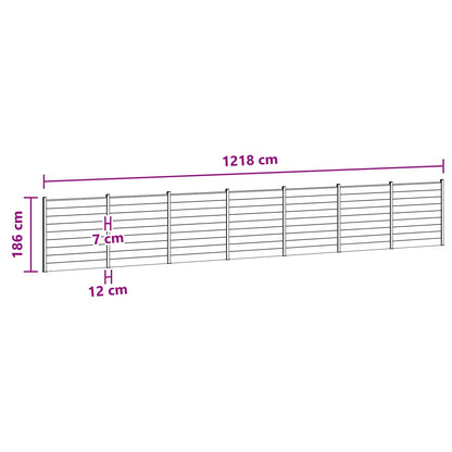 Fence Set 7 pcs 1218 x 186 cm WPC and Aluminium Brown