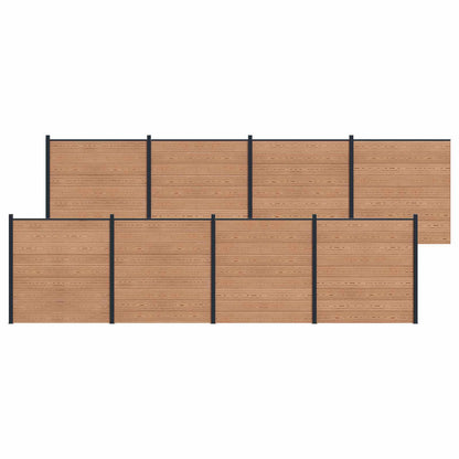 Fence Set 8 pcs 1391 x 186 cm WPC and Aluminium Brown