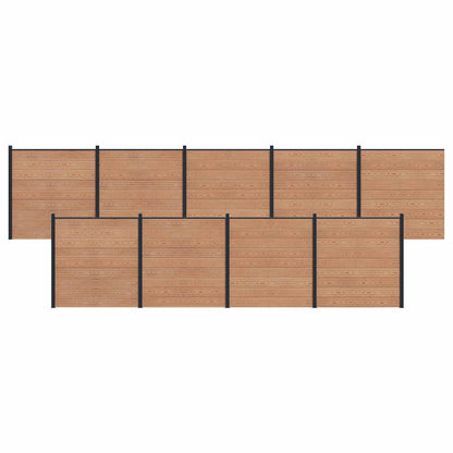 Fence Set 9 pcs 1564 x 186 cm WPC and Aluminium Brown