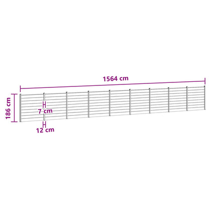 Fence Set 9 pcs 1564 x 186 cm WPC and Aluminium Brown