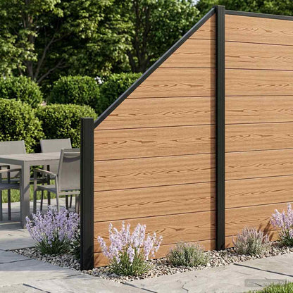 Fence Set 9 pcs 1484 x 186 cm WPC and Aluminium Brown