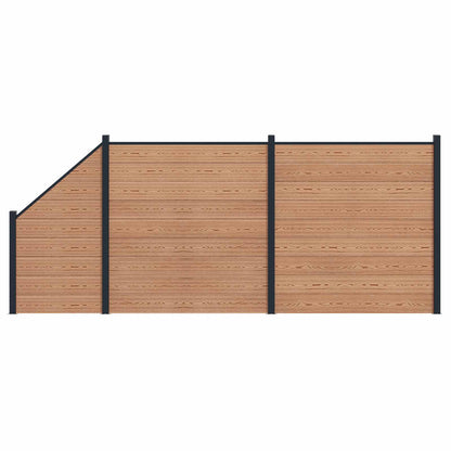 Fence Set 3 pcs 446 x 186 cm WPC and Aluminium Brown