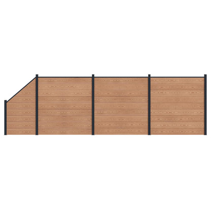Fence Set 4 pcs 619 x 186 cm WPC and Aluminium Brown