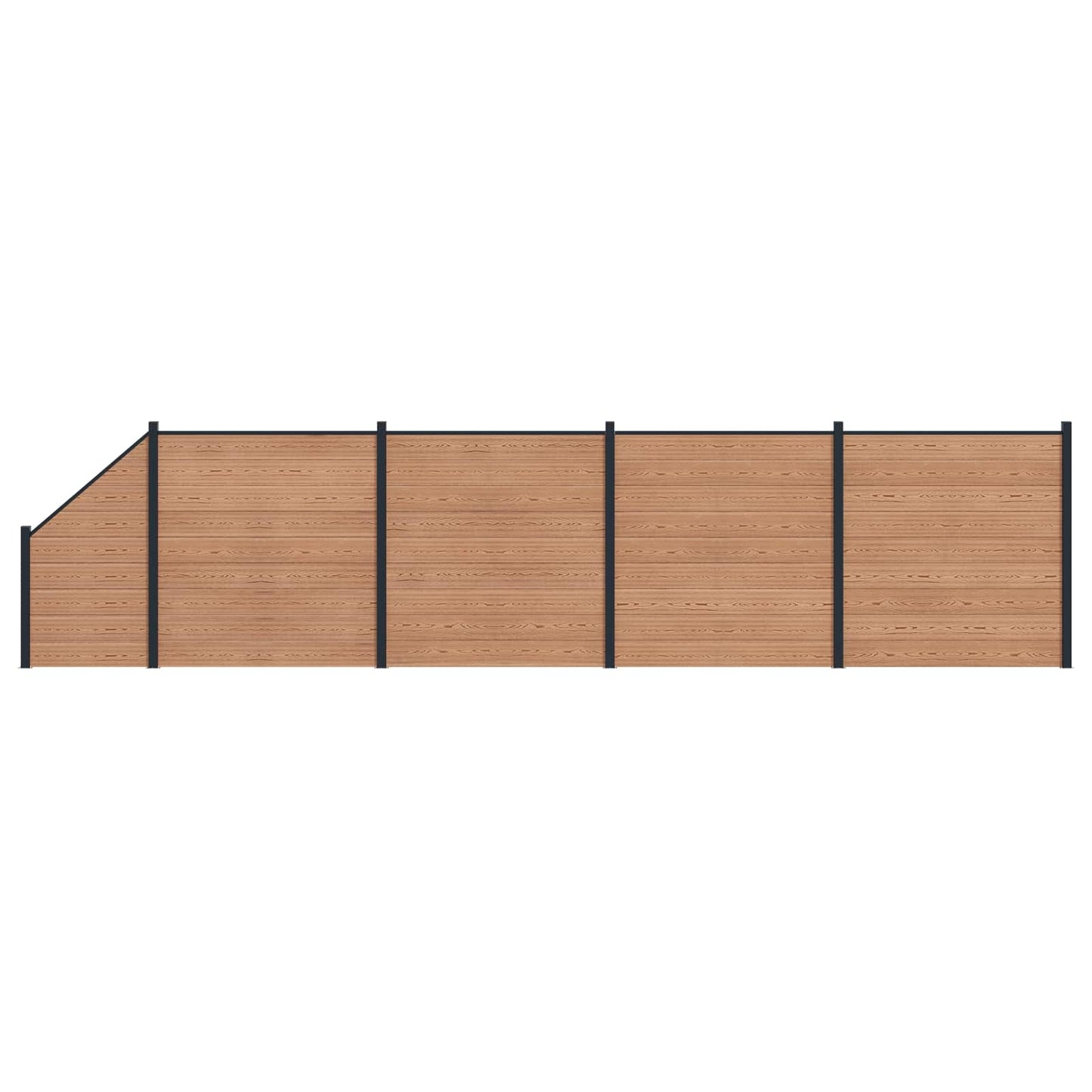 Fence Set 5 pcs 792 x 186 cm WPC and Aluminium Brown