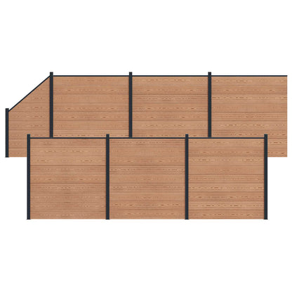 Fence Set 7 pcs 1138 x 186 cm WPC and Aluminium Brown