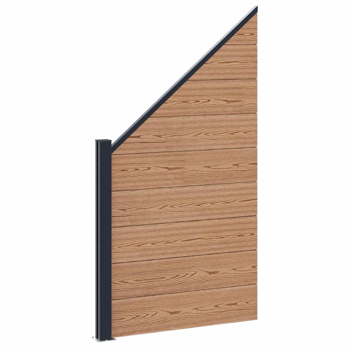 Fence Set 7 pcs 1138 x 186 cm WPC and Aluminium Brown