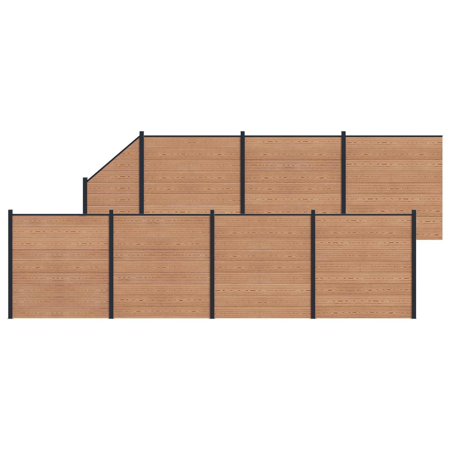 Fence Set 8 pcs 1311 x 186 cm WPC and Aluminium Brown