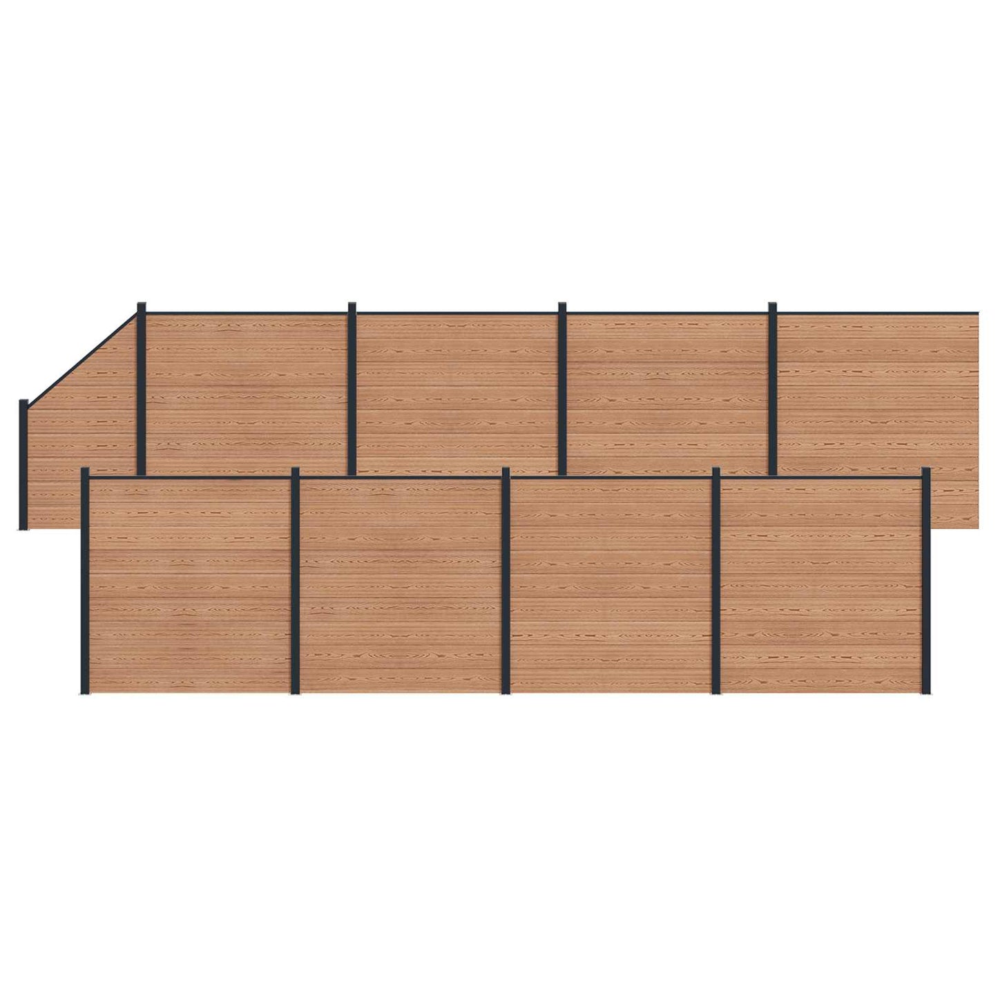 Fence Set 9 pcs 1484 x 186 cm WPC and Aluminium Brown