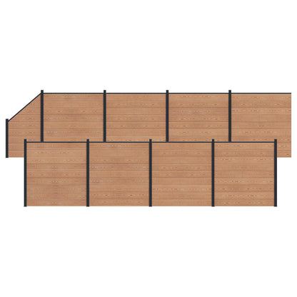 Fence Set 9 pcs 1484 x 186 cm WPC and Aluminium Brown