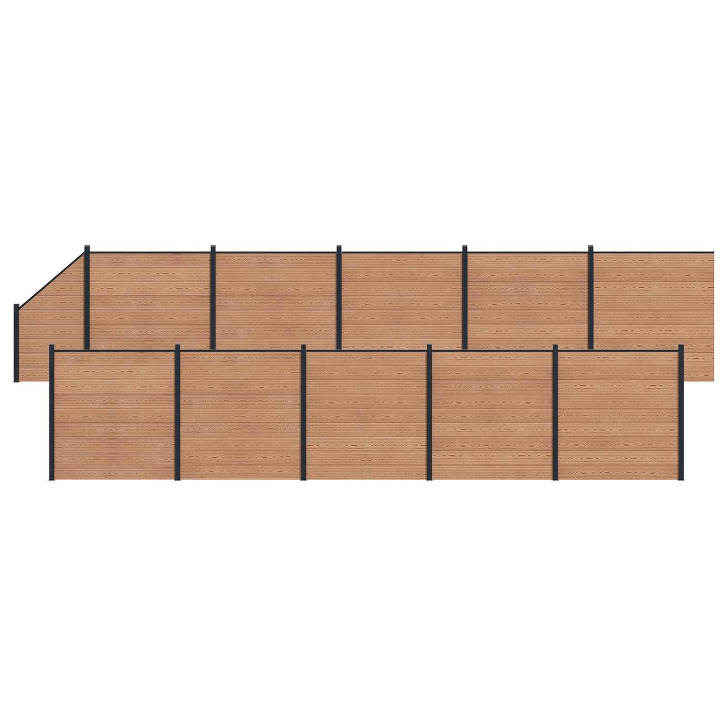 Fence Set 11 pcs 1830 x 186 cm WPC and Aluminium Brown