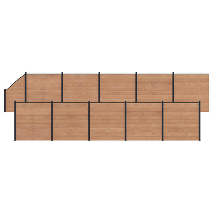 Fence Set 11 pcs 1830 x 186 cm WPC and Aluminium Brown