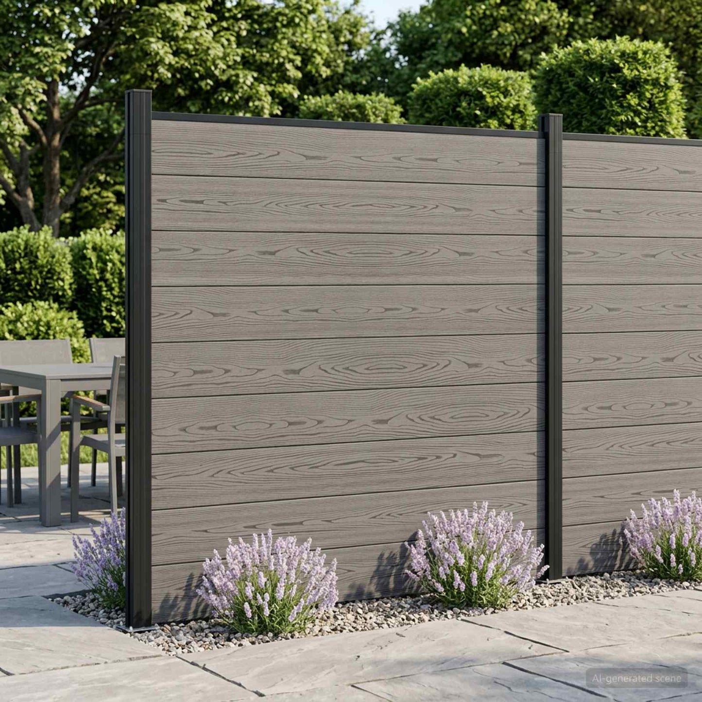 Fence Set 1045 x 186 cm WPC and Aluminium Grey