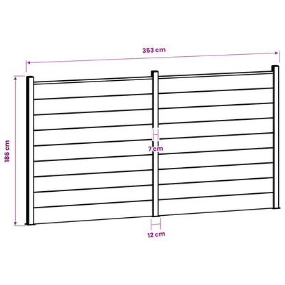Fence Set 353 x 186 cm WPC and Aluminium Grey