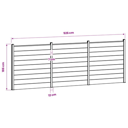 Fence Set 526 x 186 cm WPC and Aluminium Grey