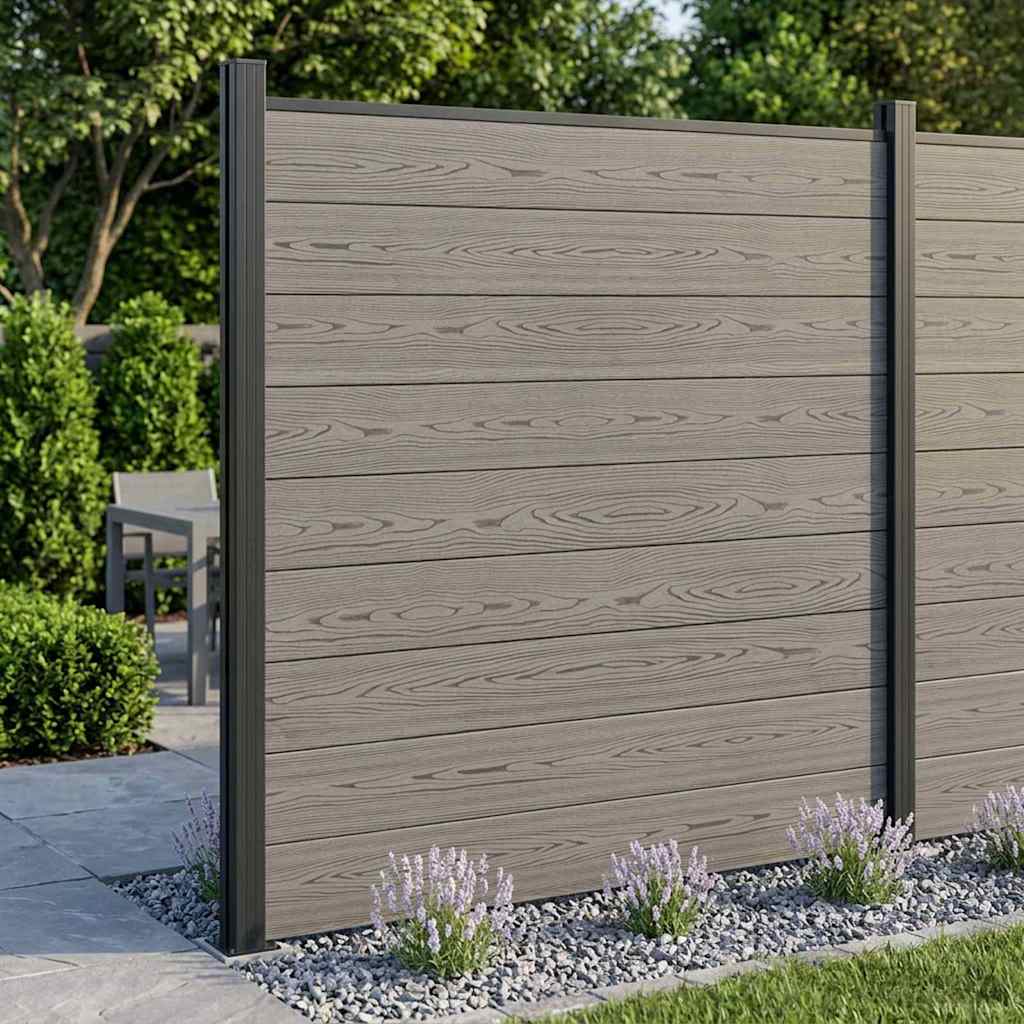 Fence Set 175 x 186 cm WPC and Aluminium Grey