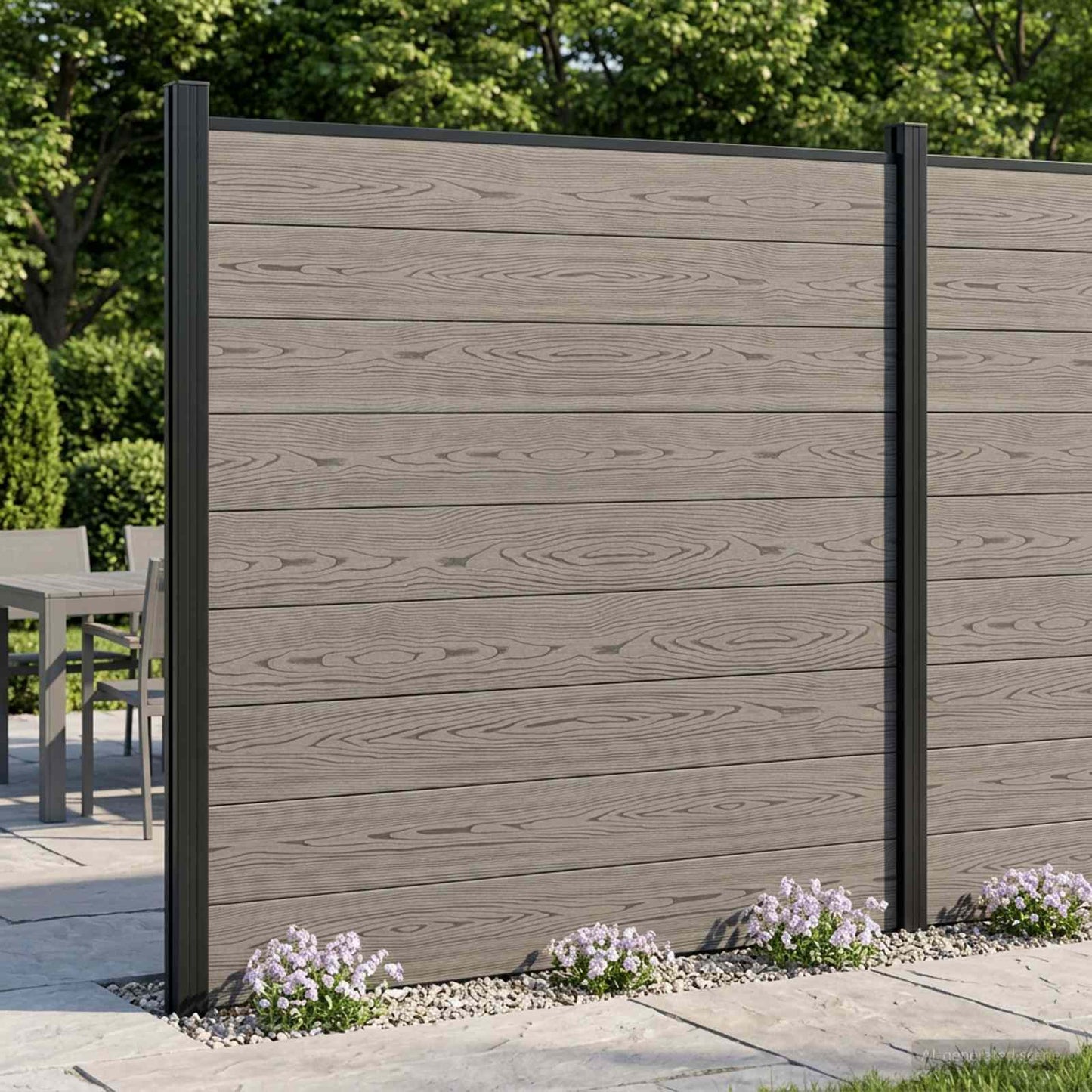 Fence Set 180 x 186 cm WPC and Aluminium Grey