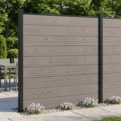Fence Set 180 x 186 cm WPC and Aluminium Grey