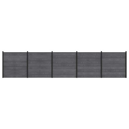 Fence Set 5 pcs 872 x 186 cm WPC and Aluminium Grey