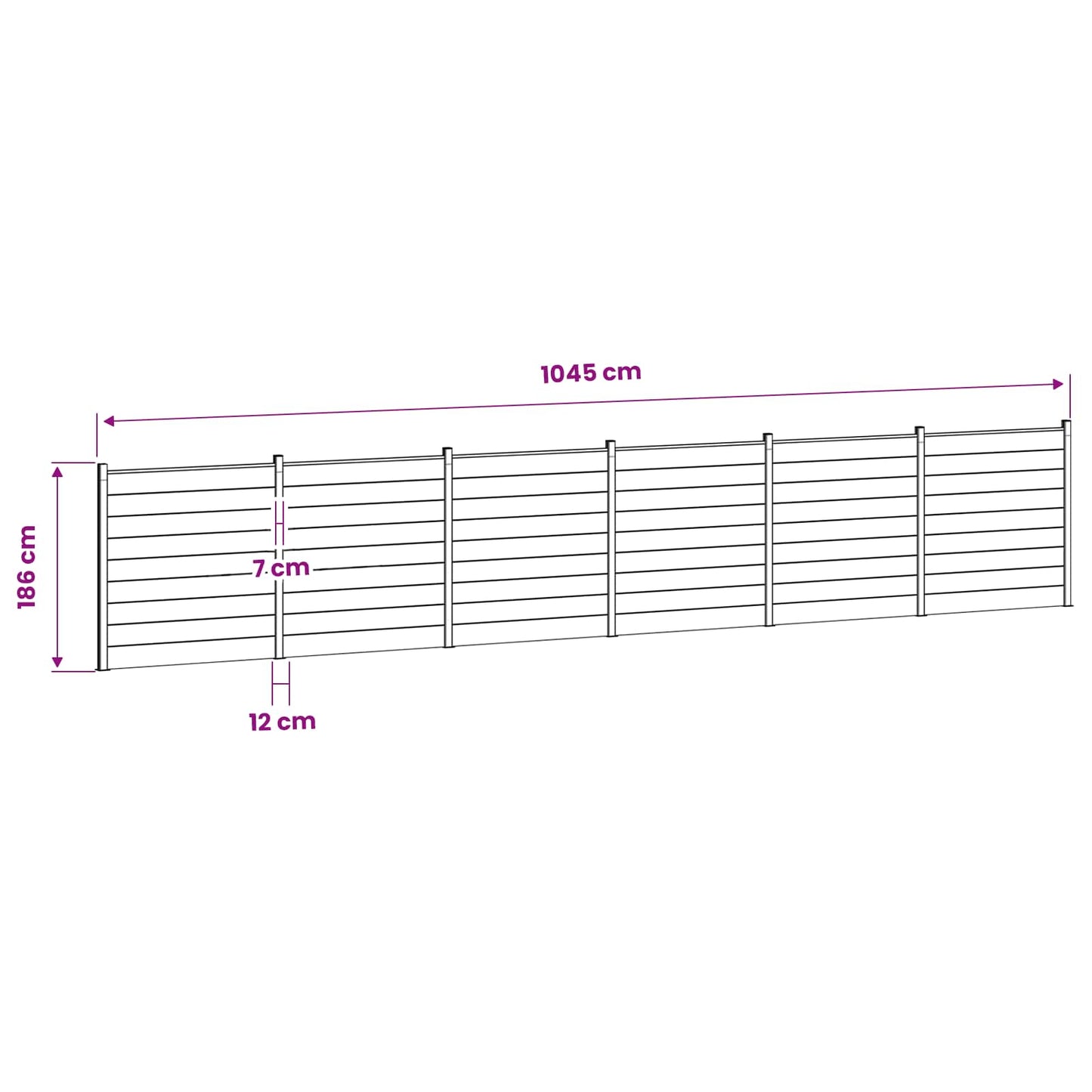 Fence Set 1045 x 186 cm WPC and Aluminium Grey