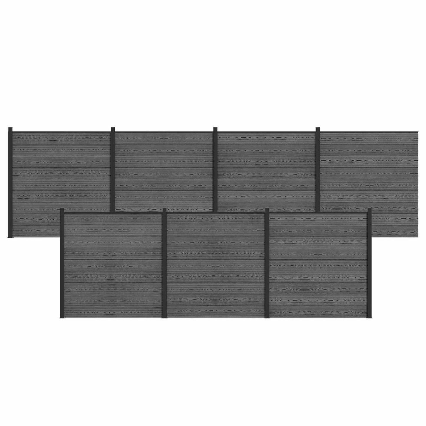 Fence Set 7 pcs 1218 x 186 cm WPC and Aluminium Grey