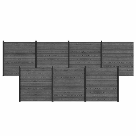 Fence Set 7 pcs 1218 x 186 cm WPC and Aluminium Grey