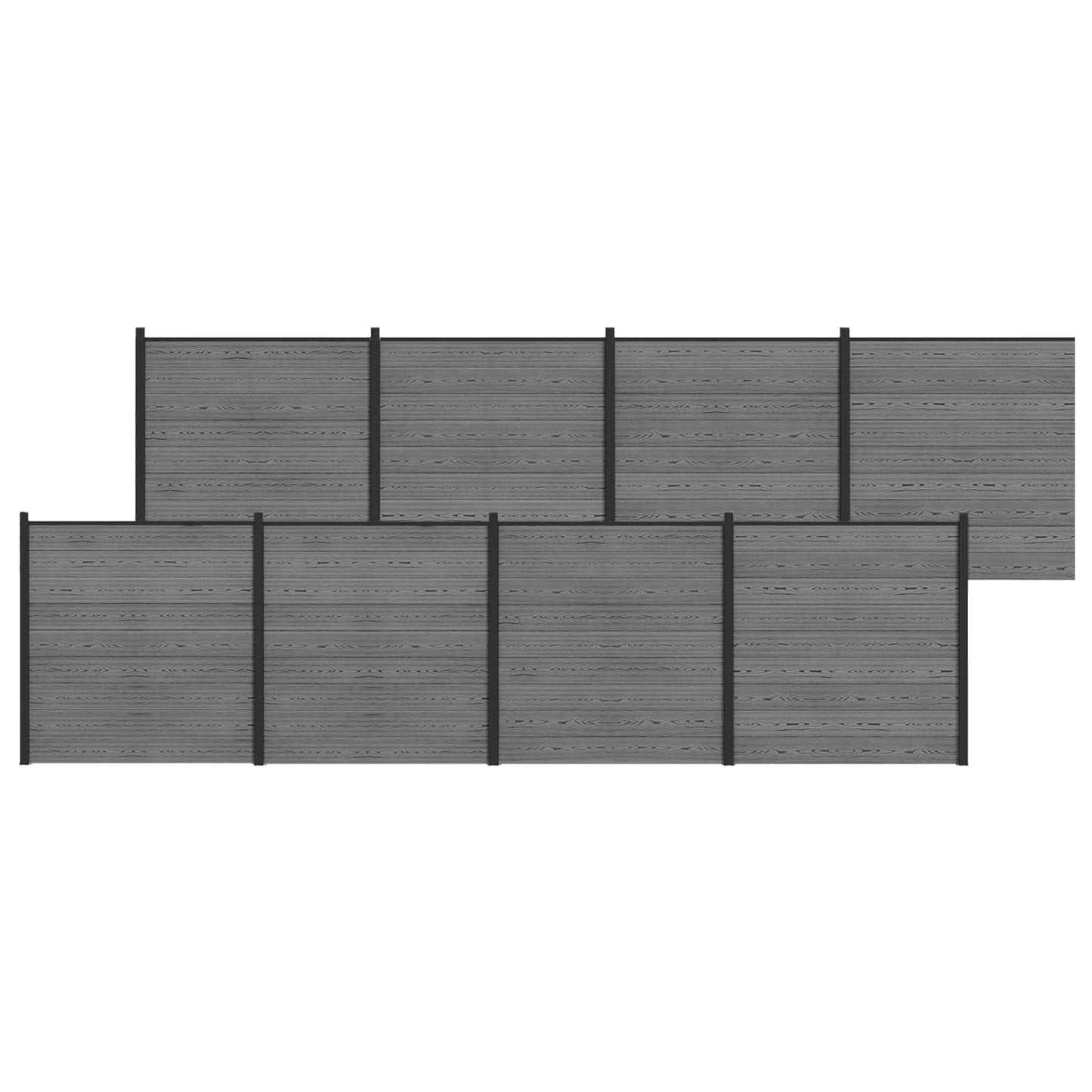 Fence Set 1391 x 186 cm WPC and Aluminium Grey