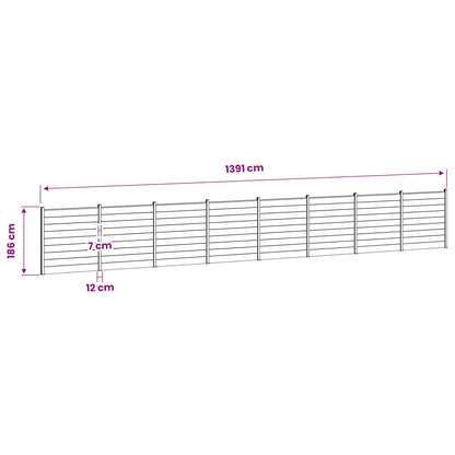 Fence Set 1391 x 186 cm WPC and Aluminium Grey