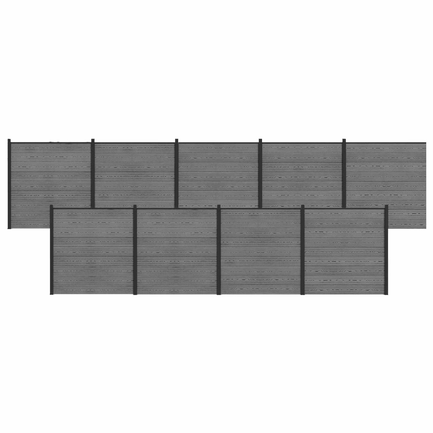 Fence Set 1564 x 186 cm WPC and Aluminium Grey