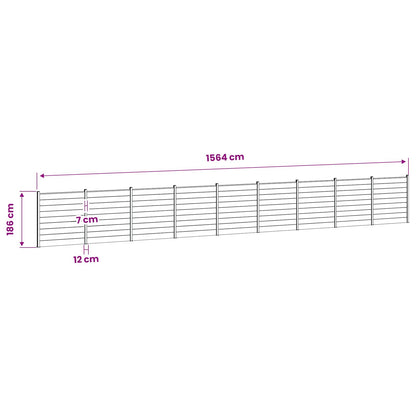 Fence Set 1564 x 186 cm WPC and Aluminium Grey