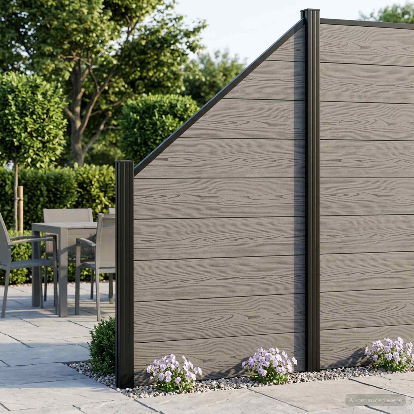 Fence Set 1830 x 186 cm WPC and Aluminium Grey