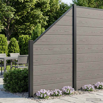 Fence Set 95 x 180 cm WPC and Aluminium Grey