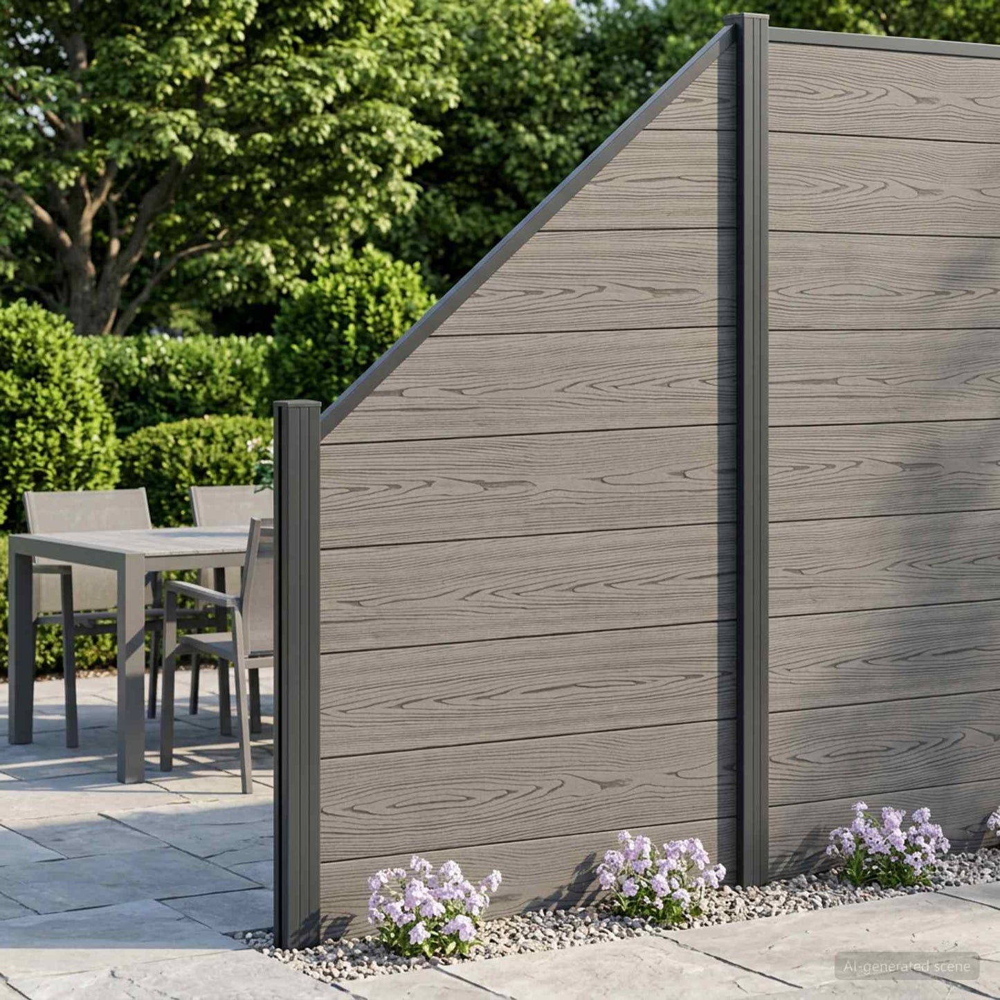 Fence Set 5 pcs 792 x 186 cm WPC and Aluminium Grey