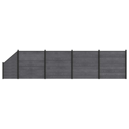 Fence Set 5 pcs 792 x 186 cm WPC and Aluminium Grey