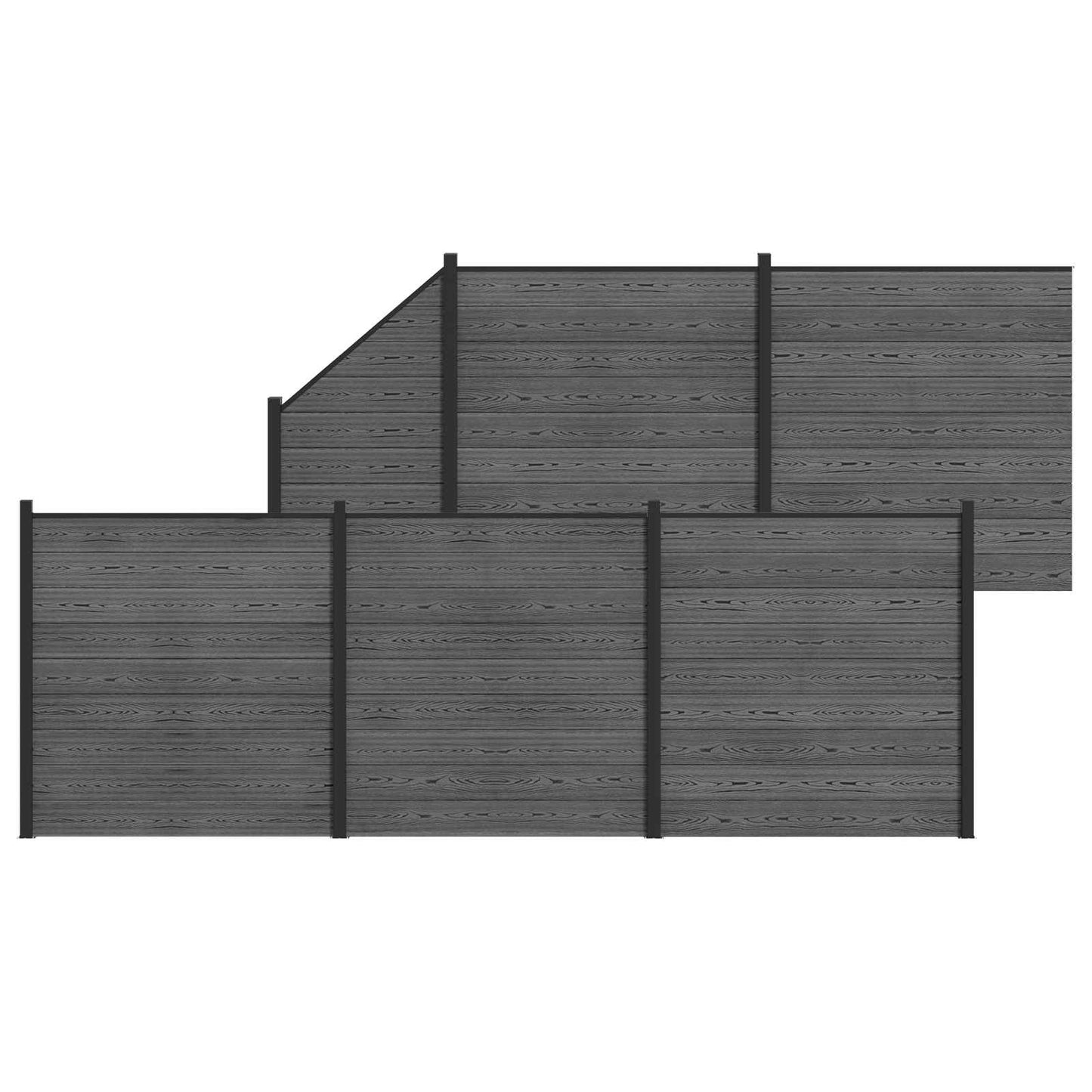 Fence Set 6 pcs 965 x 186 cm WPC and Aluminium Grey