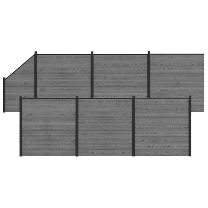 Fence Set 1138 x 186 cm WPC and Aluminium Grey